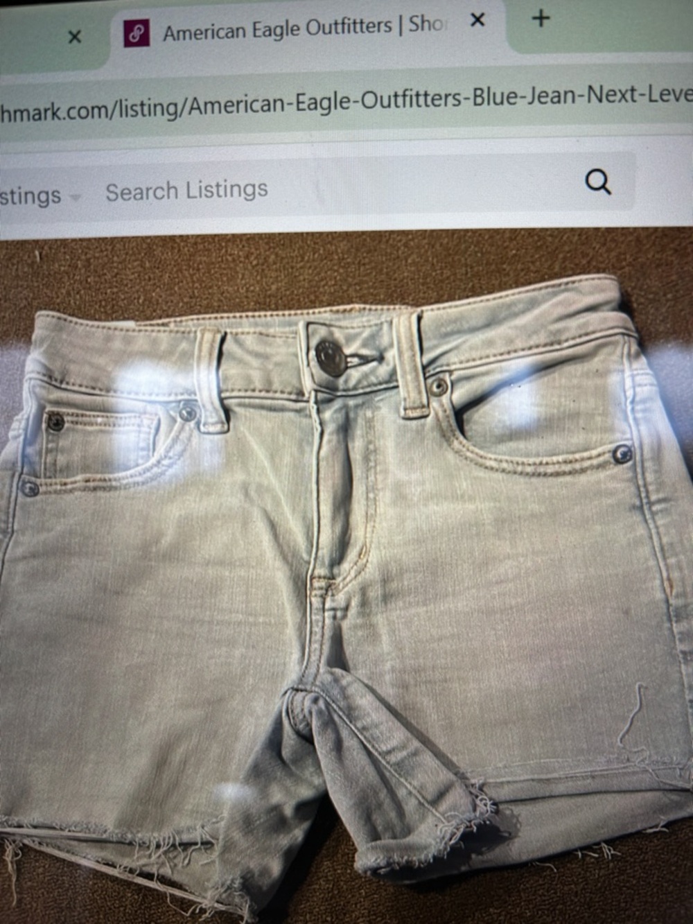 American Eagle Light Wash Denim Cutoff Shorts Next Level Stretch Size 0
